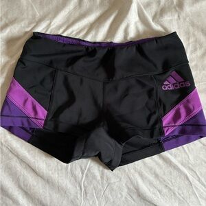 Adidas Black and Purple Workout Shorts